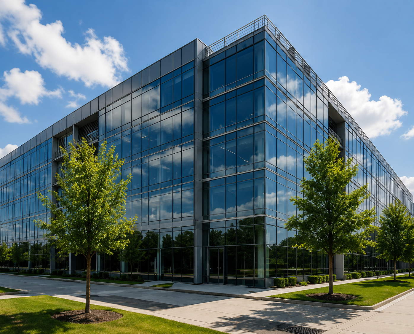 Modern glass commercial office building